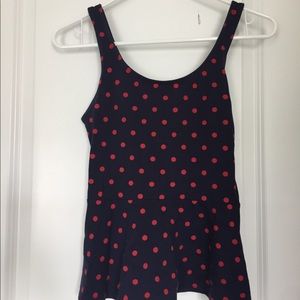 Express Sleeveless Polka-Dot Peplum Top
